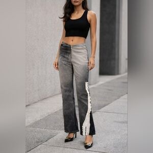 Y2K Paris Couture Tie-Dye Lace Flare Pants S